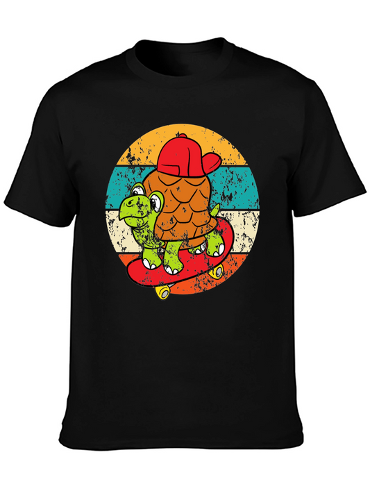Turtle Skateboarder Graphic Tee - Cool Retro Design
