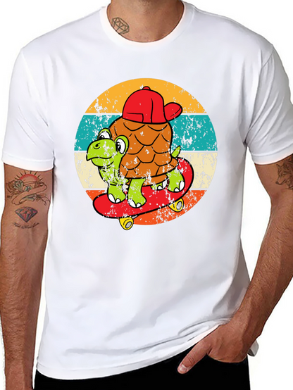 Turtle Skateboarder Graphic Tee - Cool Retro Design