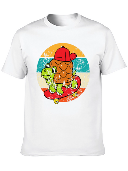Turtle Skateboarder Graphic Tee - Cool Retro Design