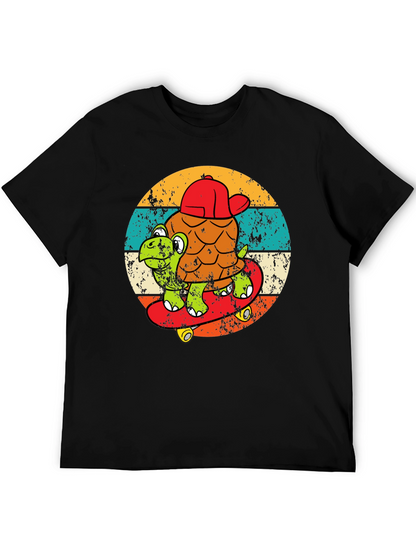 Turtle Skateboarder Graphic Tee - Cool Retro Design