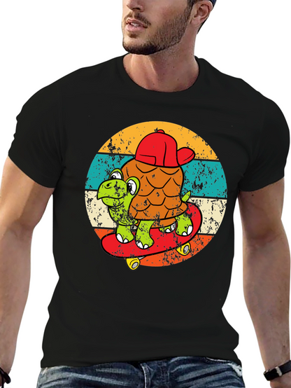 Turtle Skateboarder Graphic Tee - Cool Retro Design