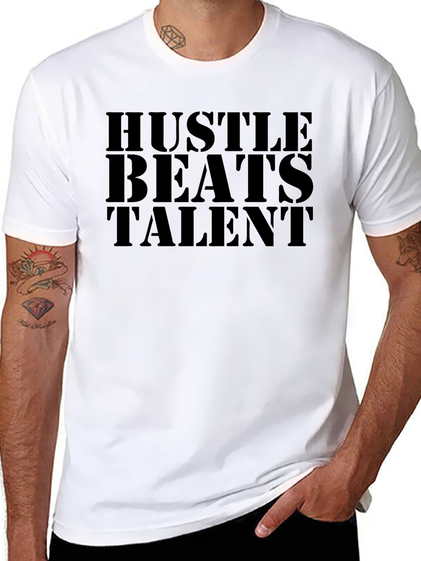 Hustle Beats Talent Black Graphic Tee
