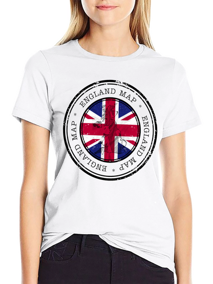 England Map Flag Graphic Tee - Black Cotton T-Shirt