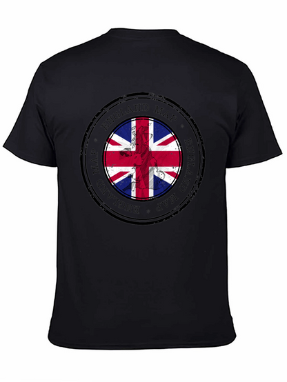 England Map Flag Graphic Tee - Black Cotton T-Shirt