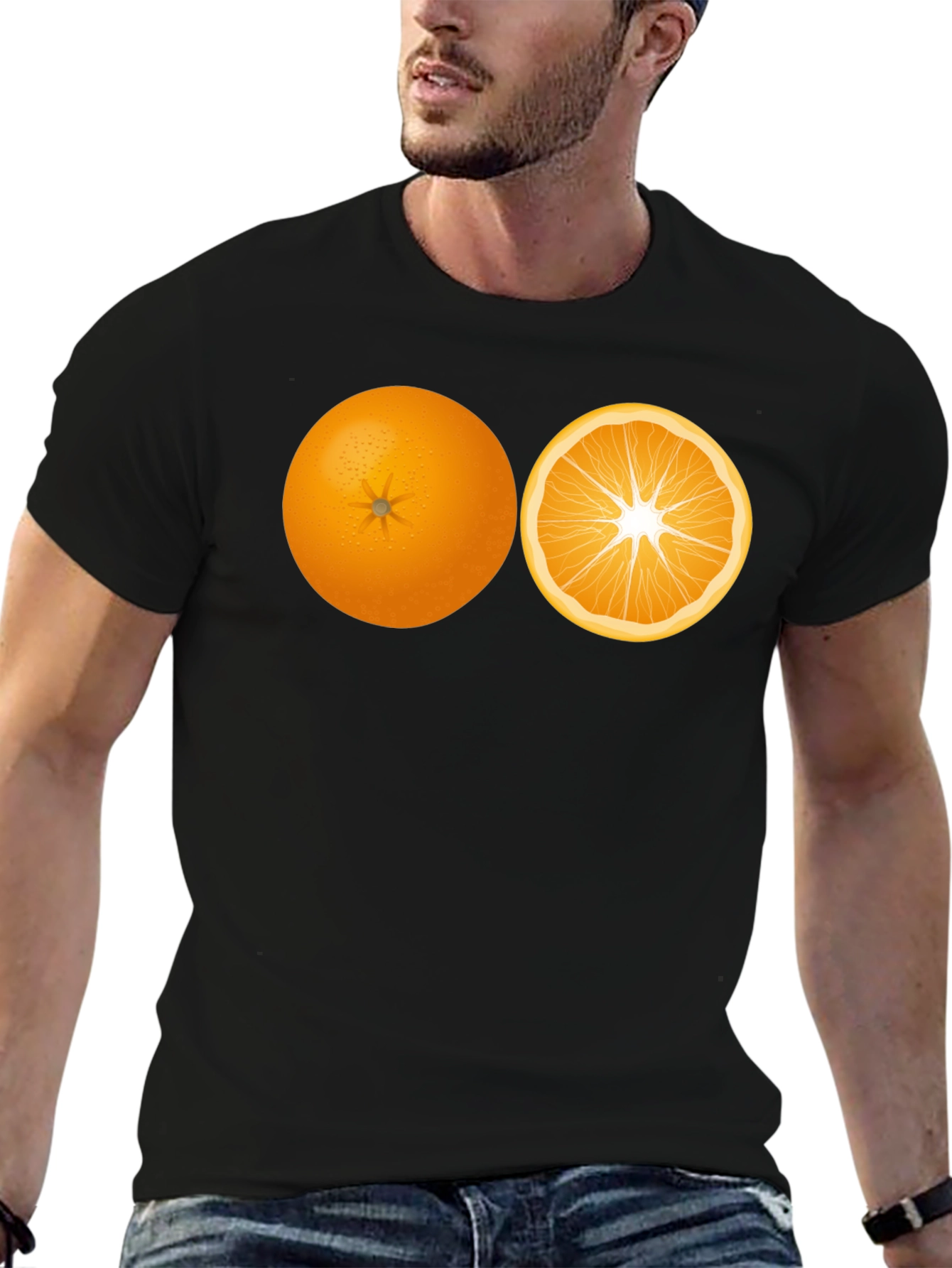 Orange Slice Graphic Black Tee