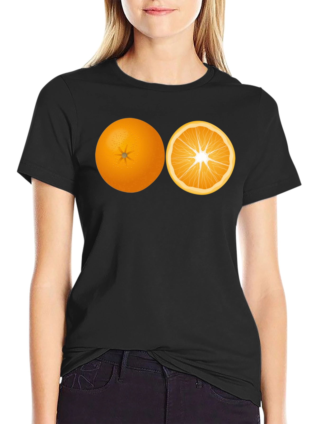 Orange Slice Graphic Black Tee
