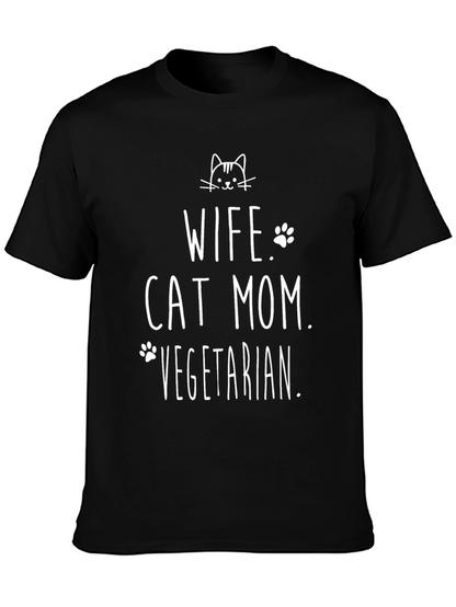 Wife Cat Mom Vegetarian T-Shirt