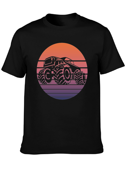 Retro Monster Truck Sunset Graphic T-Shirt