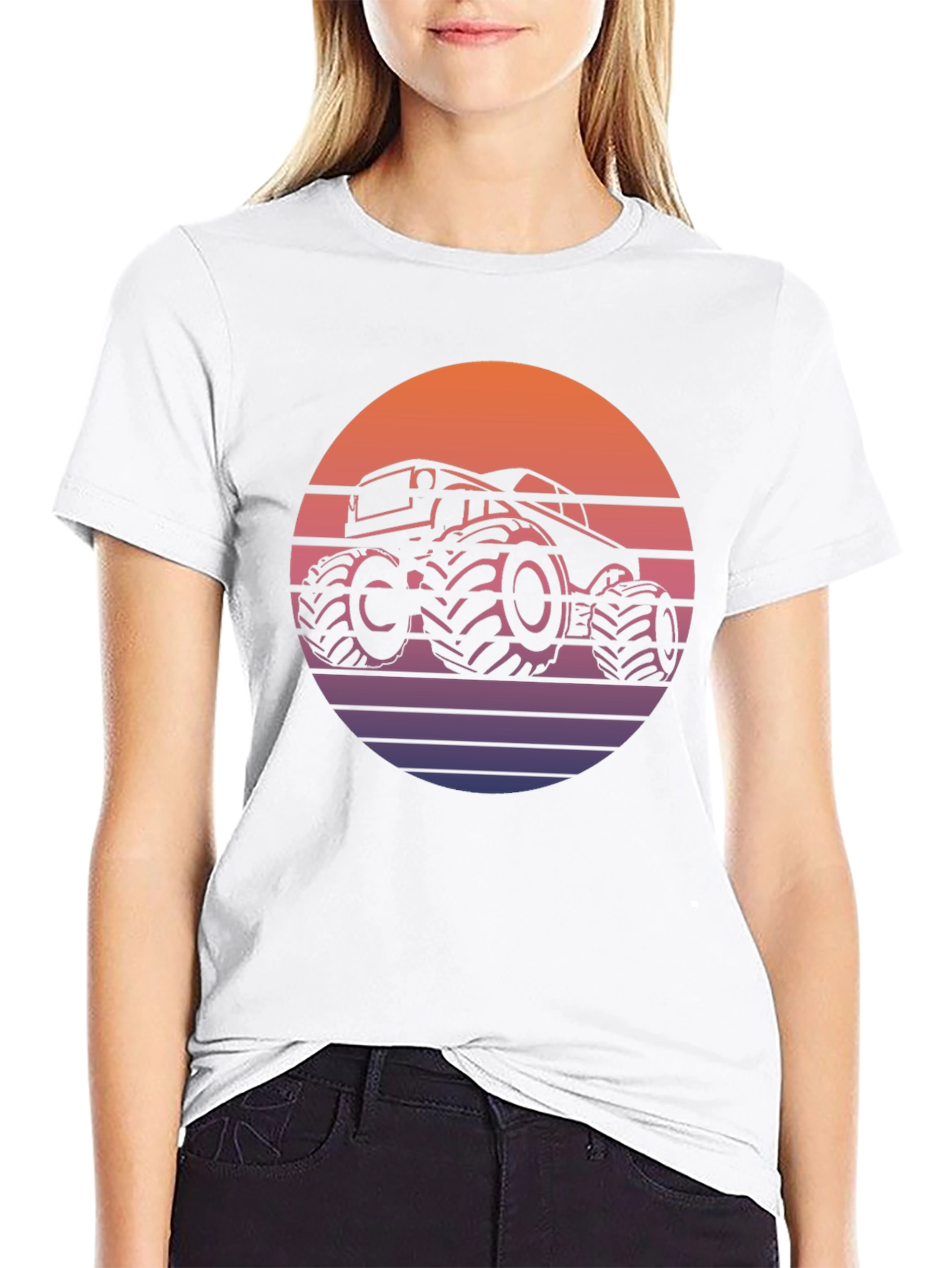 Retro Monster Truck Sunset Graphic T-Shirt