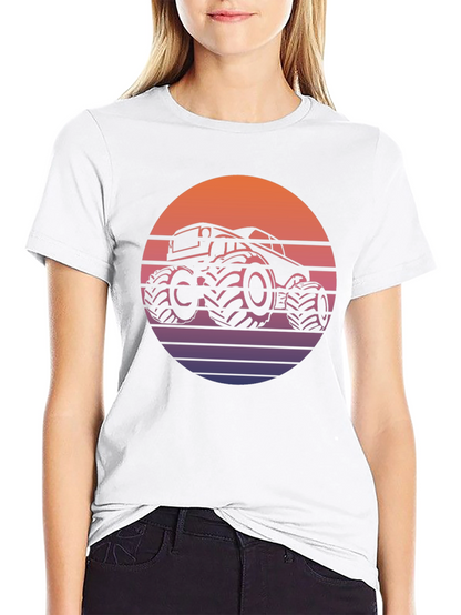 Retro Monster Truck Sunset Graphic T-Shirt