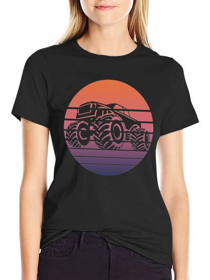 Retro Monster Truck Sunset Graphic T-Shirt