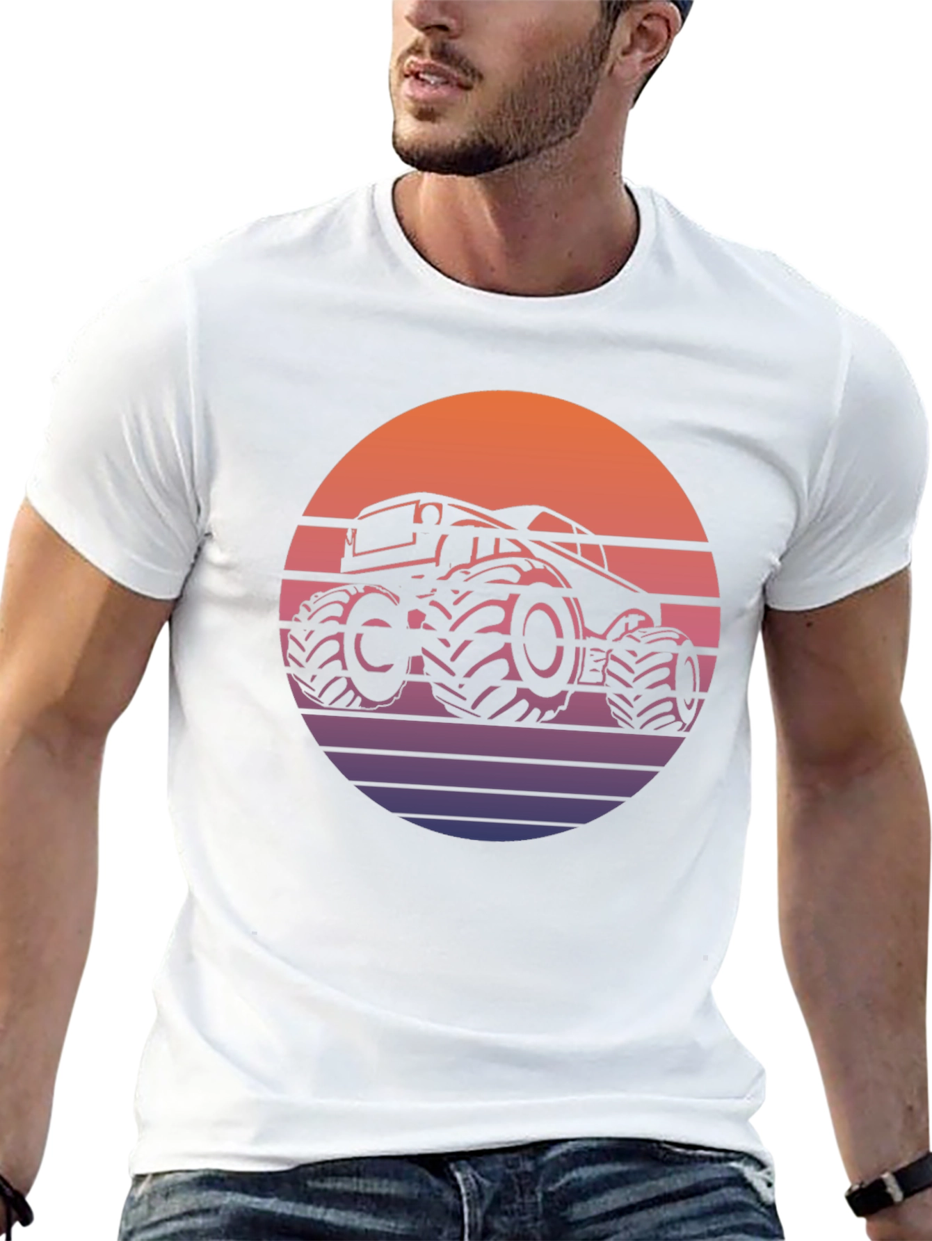Retro Monster Truck Sunset Graphic T-Shirt