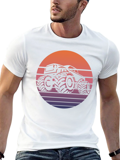 Retro Monster Truck Sunset Graphic T-Shirt