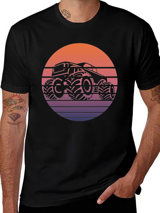Retro Monster Truck Sunset Graphic T-Shirt