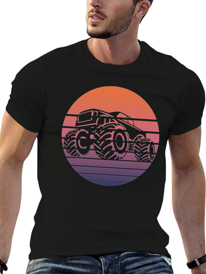 Retro Monster Truck Sunset Graphic T-Shirt