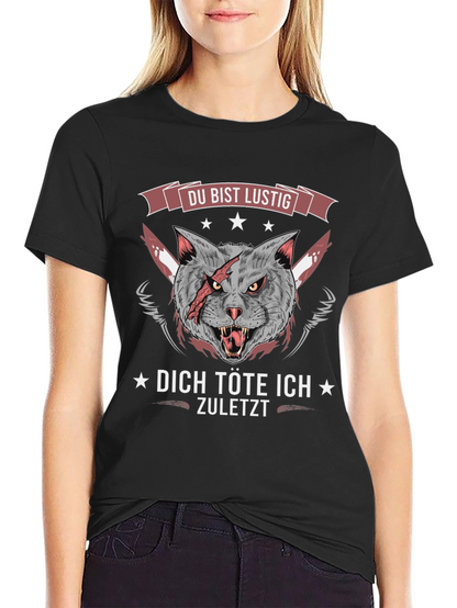 Funny Cat Graphic Tee - Du Bist Lustig