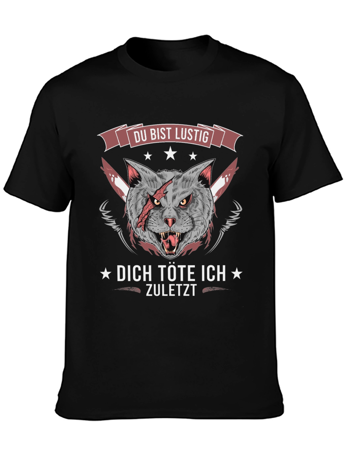 Funny Cat Graphic Tee - Du Bist Lustig