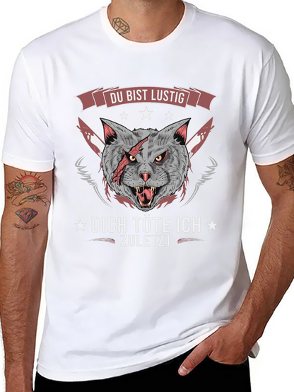Funny Cat Graphic Tee - Du Bist Lustig