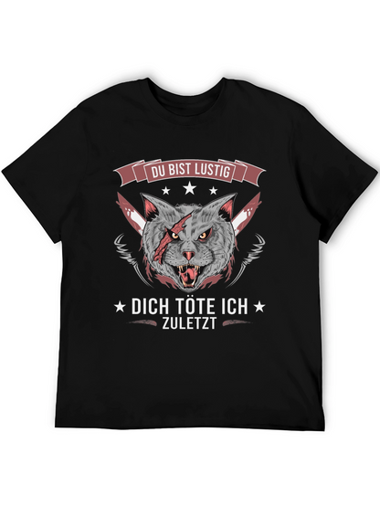 Funny Cat Graphic Tee - Du Bist Lustig
