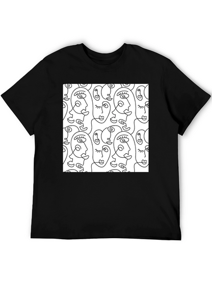 Abstract Face Line Art T-Shirt - Stylish Graphic Tee