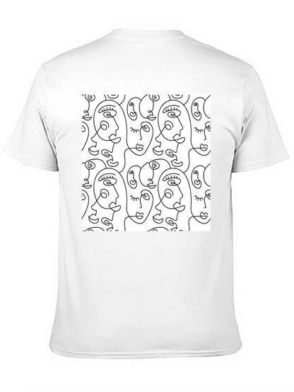 Abstract Face Line Art T-Shirt - Stylish Graphic Tee
