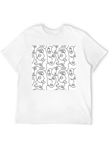 Abstract Face Line Art T-Shirt - Stylish Graphic Tee