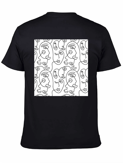 Abstract Face Line Art T-Shirt - Stylish Graphic Tee