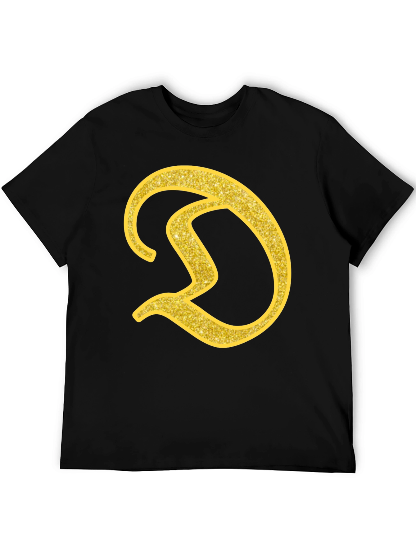 Gold Letter D on Black T-Shirt