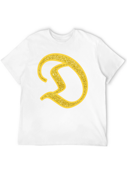 Gold Letter D on Black T-Shirt