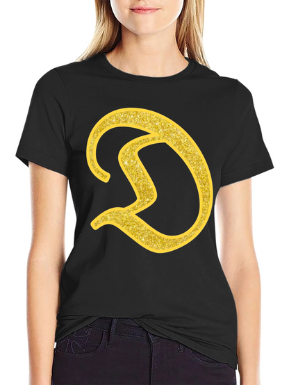 Gold Letter D on Black T-Shirt