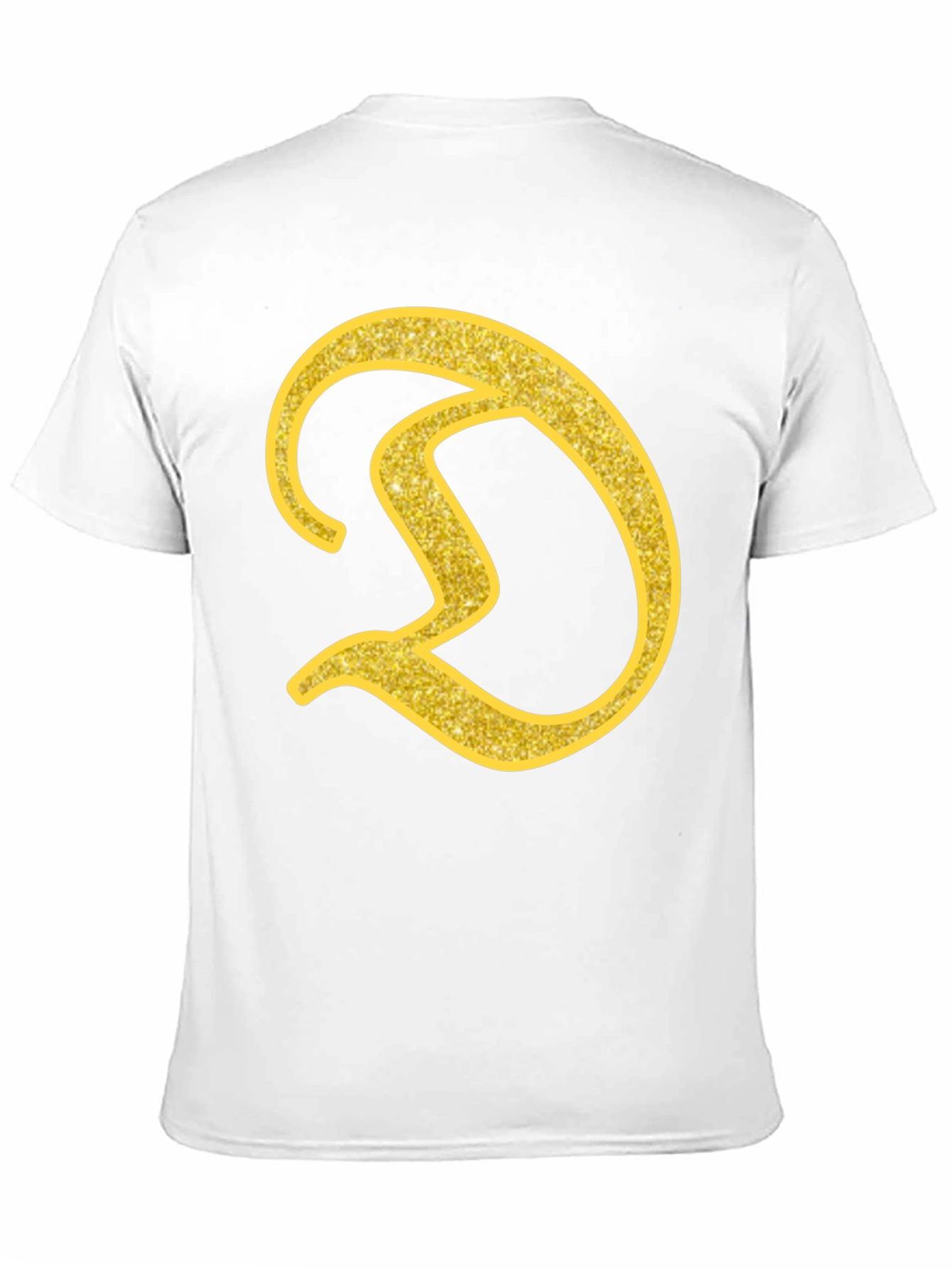 Gold Letter D on Black T-Shirt