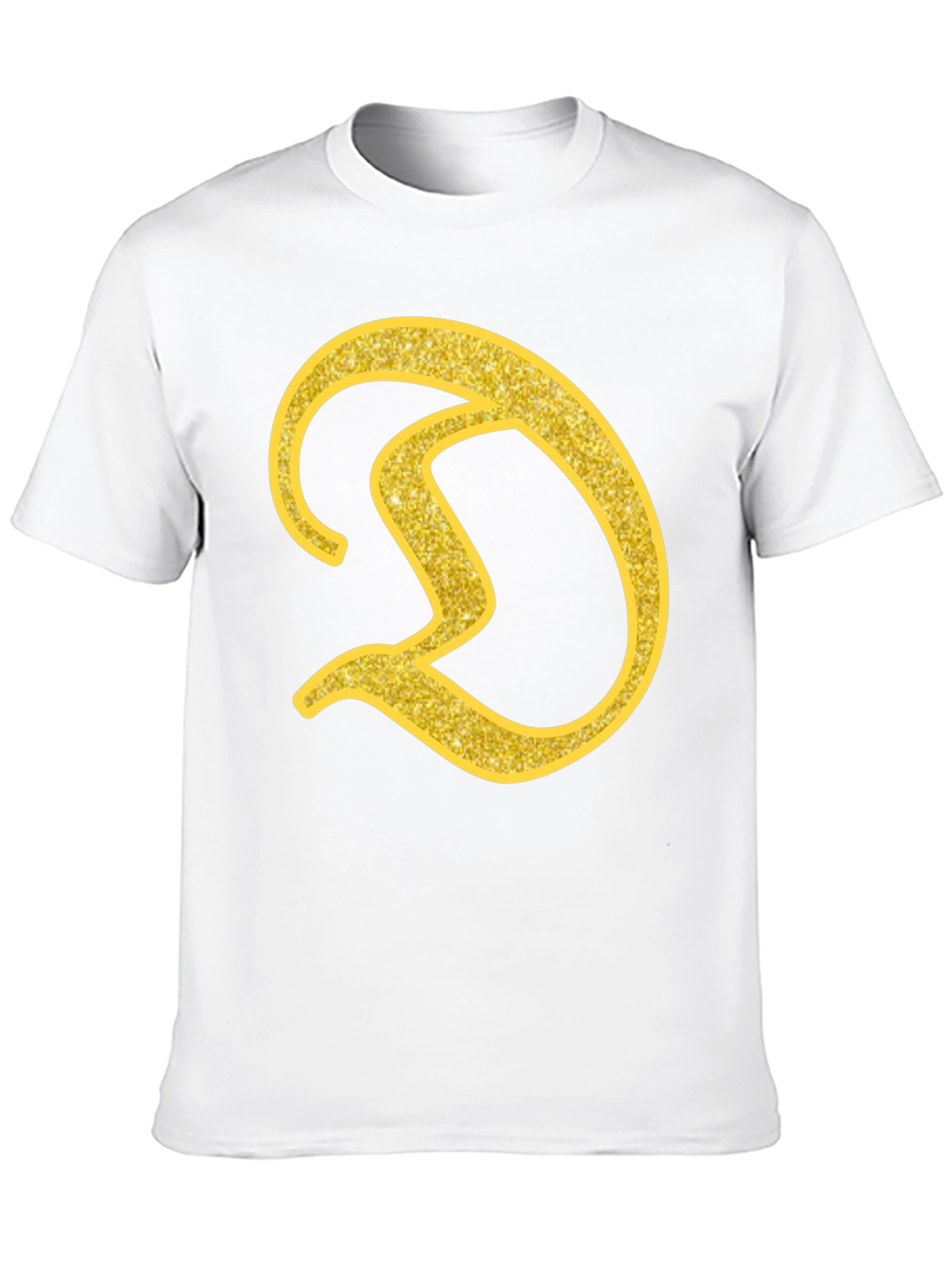 Gold Letter D on Black T-Shirt