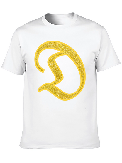 Gold Letter D on Black T-Shirt