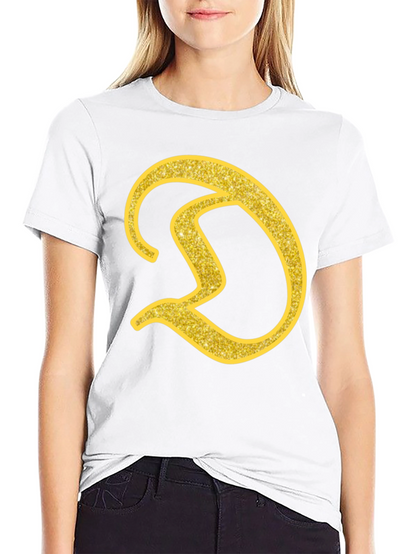Gold Letter D on Black T-Shirt