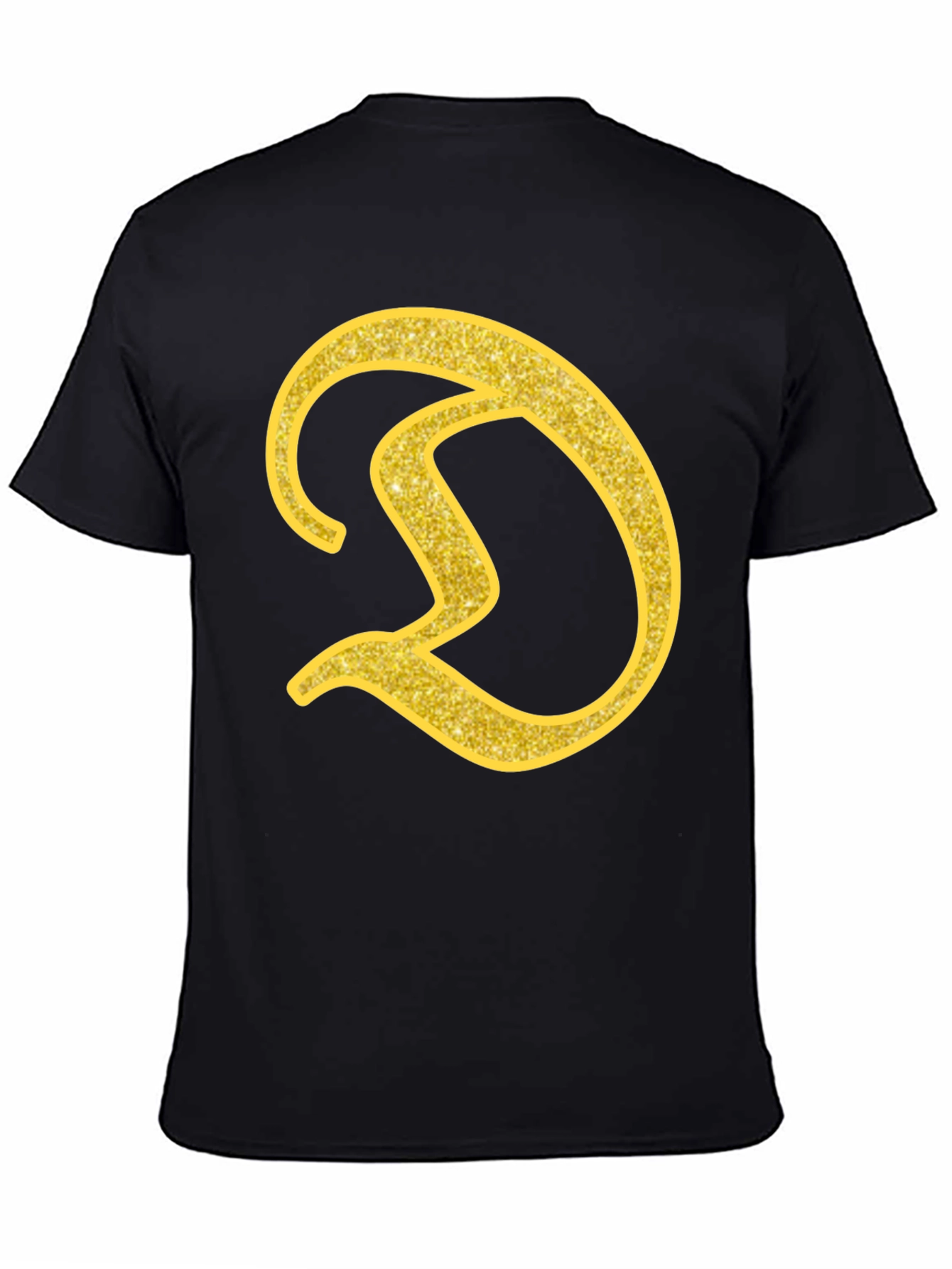 Gold Letter D on Black T-Shirt