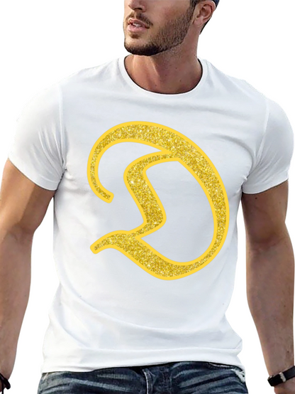 Gold Letter D on Black T-Shirt