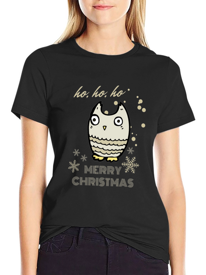 Merry Christmas Owl T-Shirt - Holiday Cheer