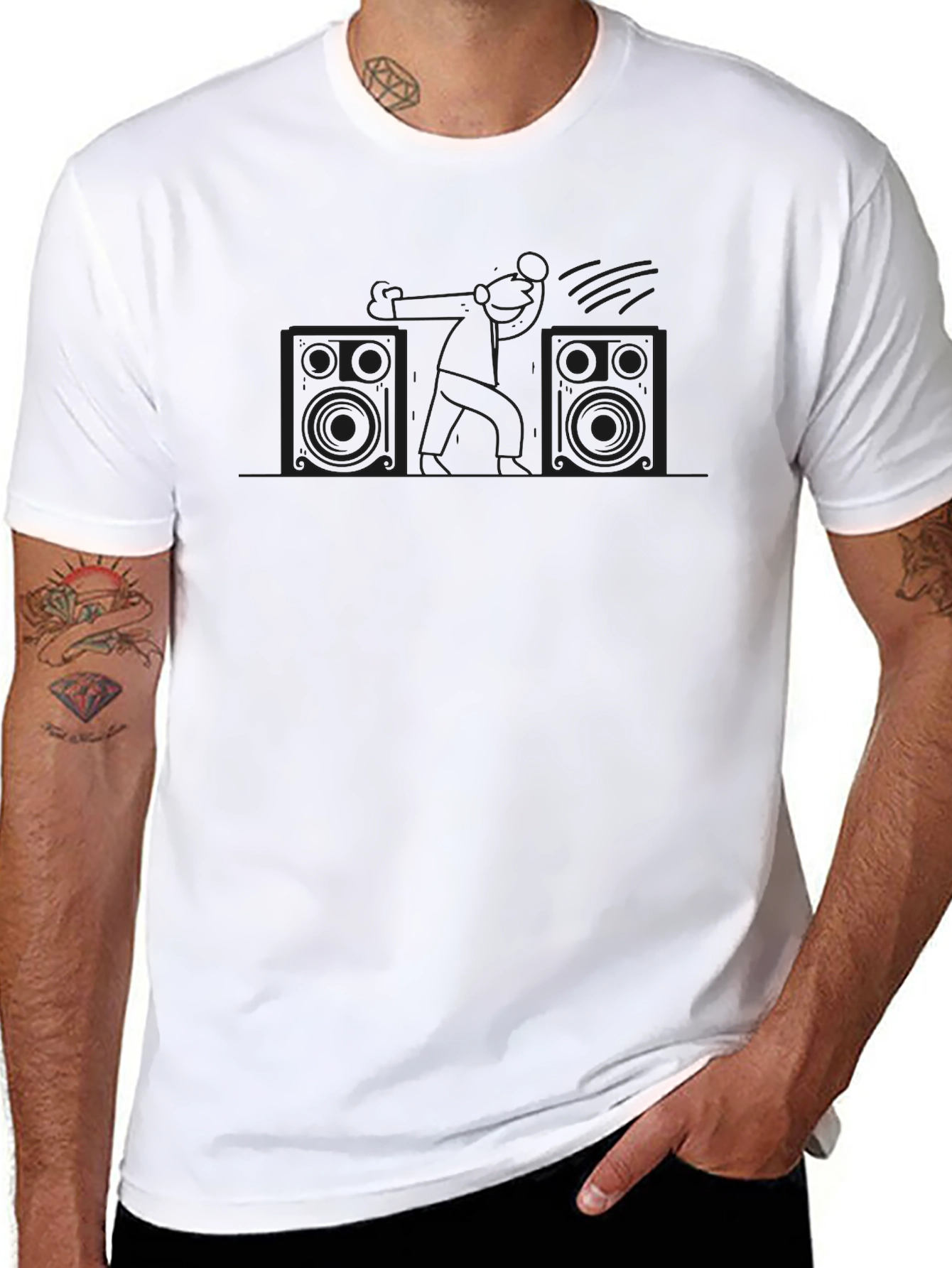 Line Art Speaker System Black Tee