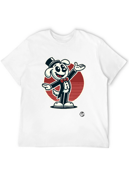 Dapper Dog Cartoon T-Shirt - Black Cotton Blend