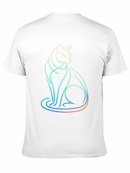 Abstract Cat Line Art T-Shirt - Modern Graphic Tee