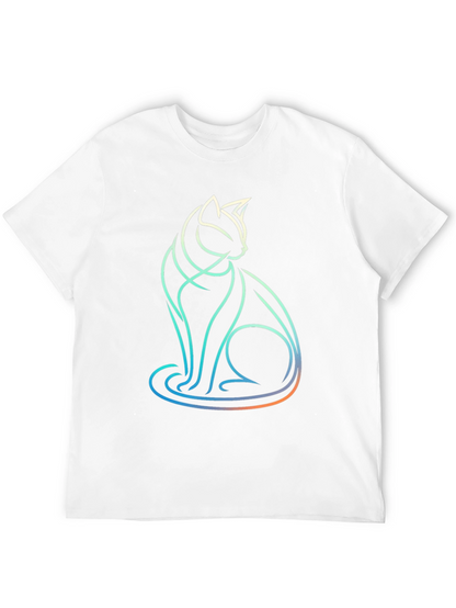 Abstract Cat Line Art T-Shirt - Modern Graphic Tee