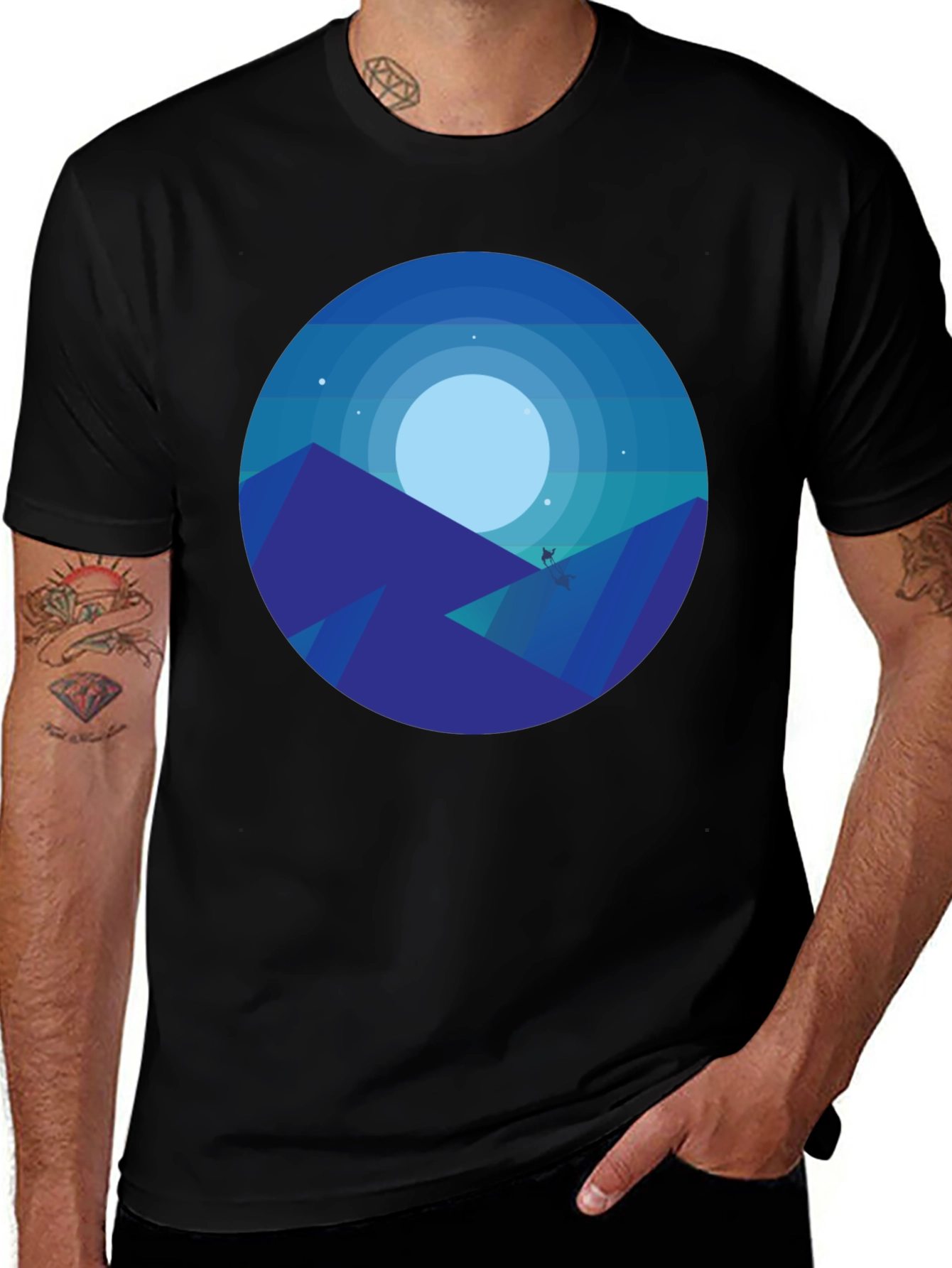 Midnight Mountainscape Graphic Tee - Black