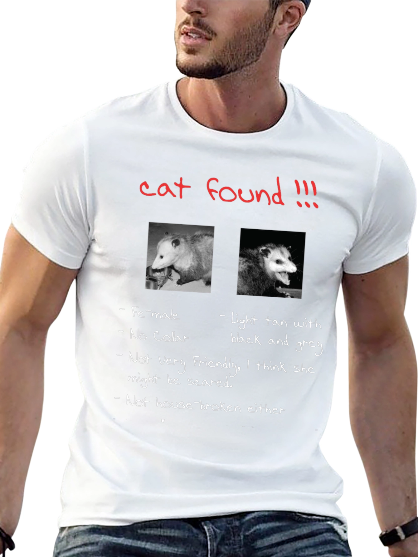 Funny Opossum T-Shirt Cat Found