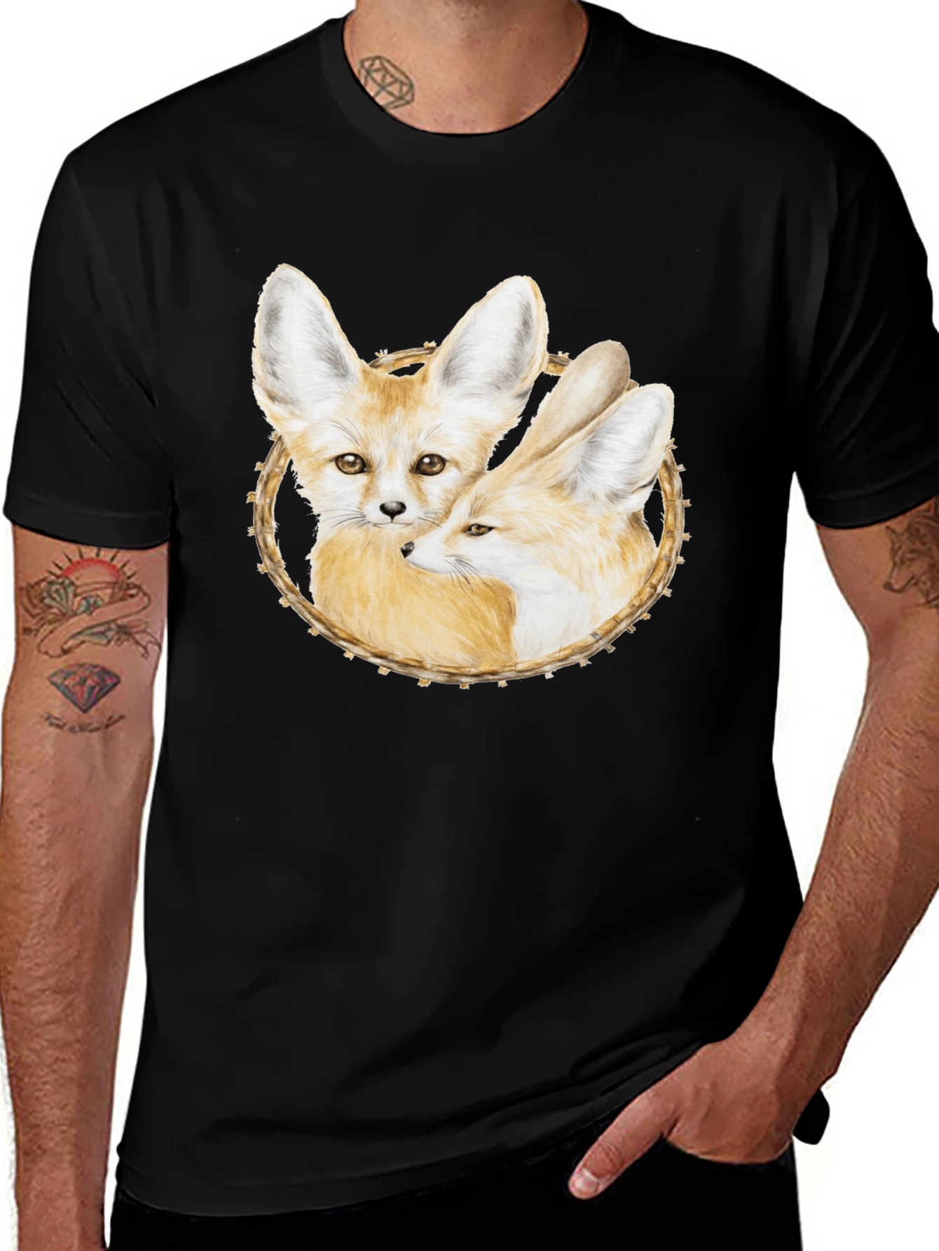 Fennec Fox Graphic Tee - Black