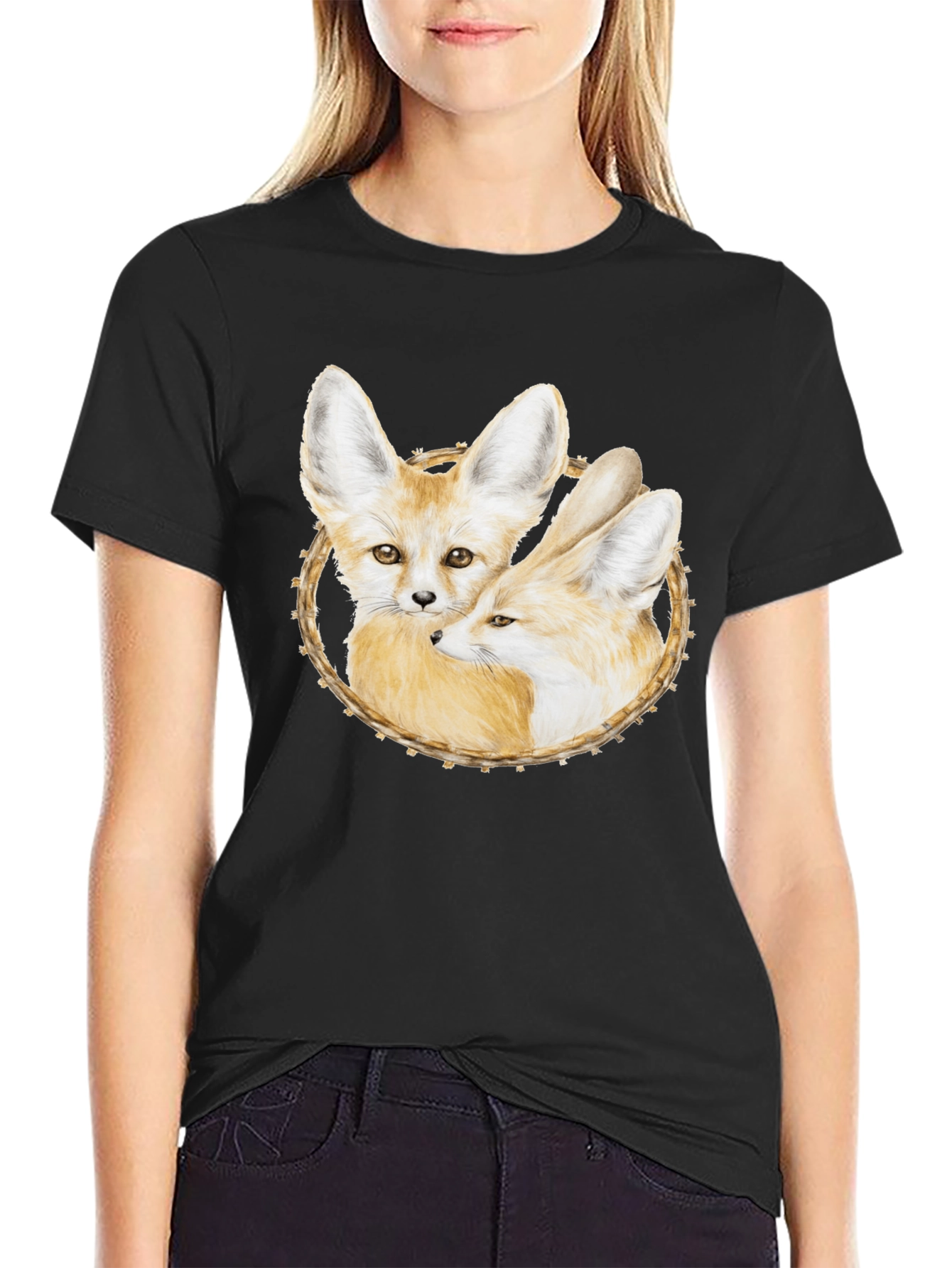 Fennec Fox Graphic Tee - Black