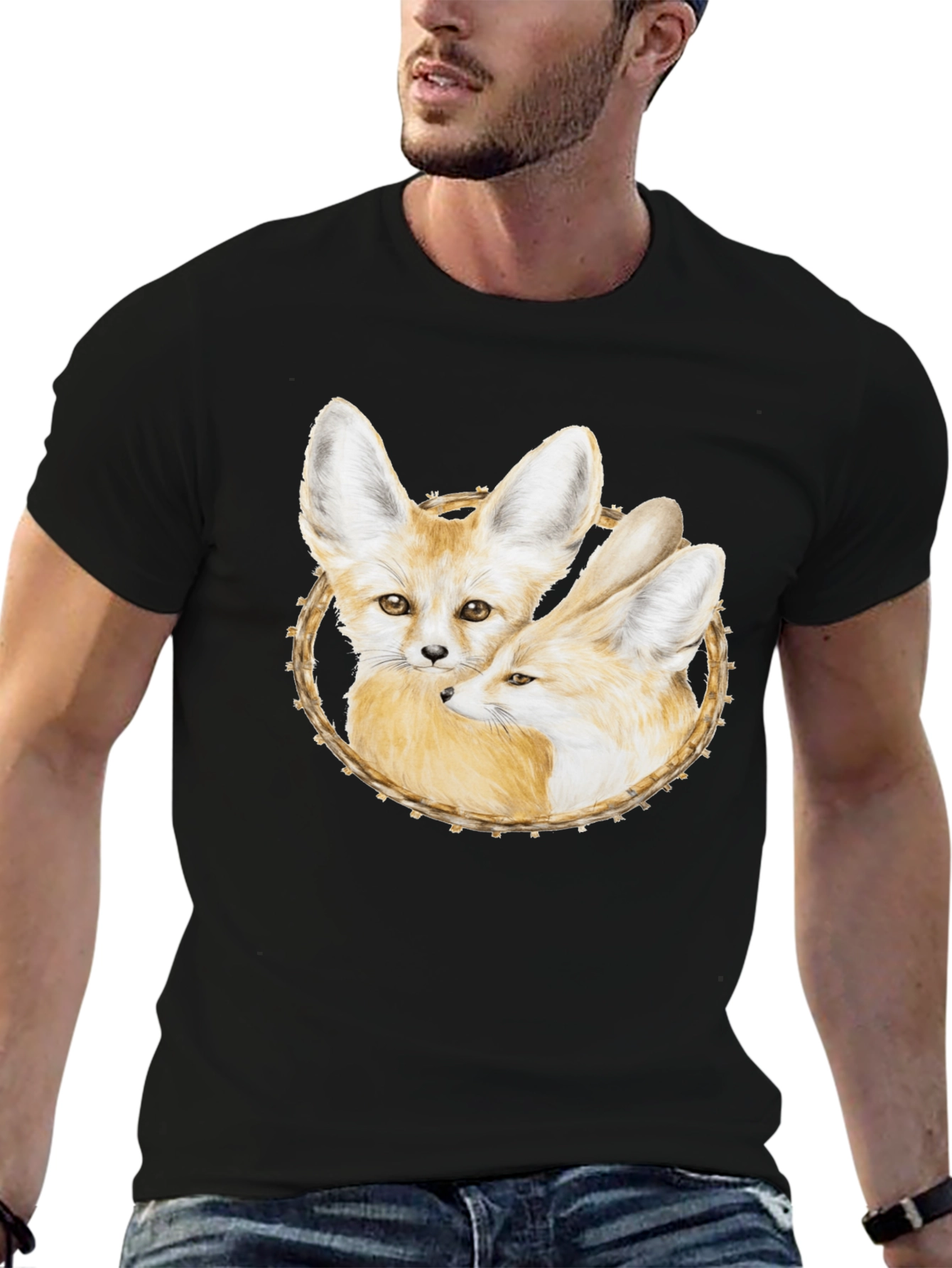 Fennec Fox Graphic Tee - Black