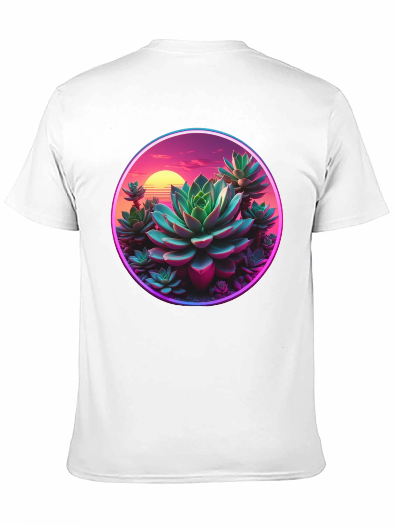 Succulent Sunset Graphic Tee - Trendy Black T-Shirt