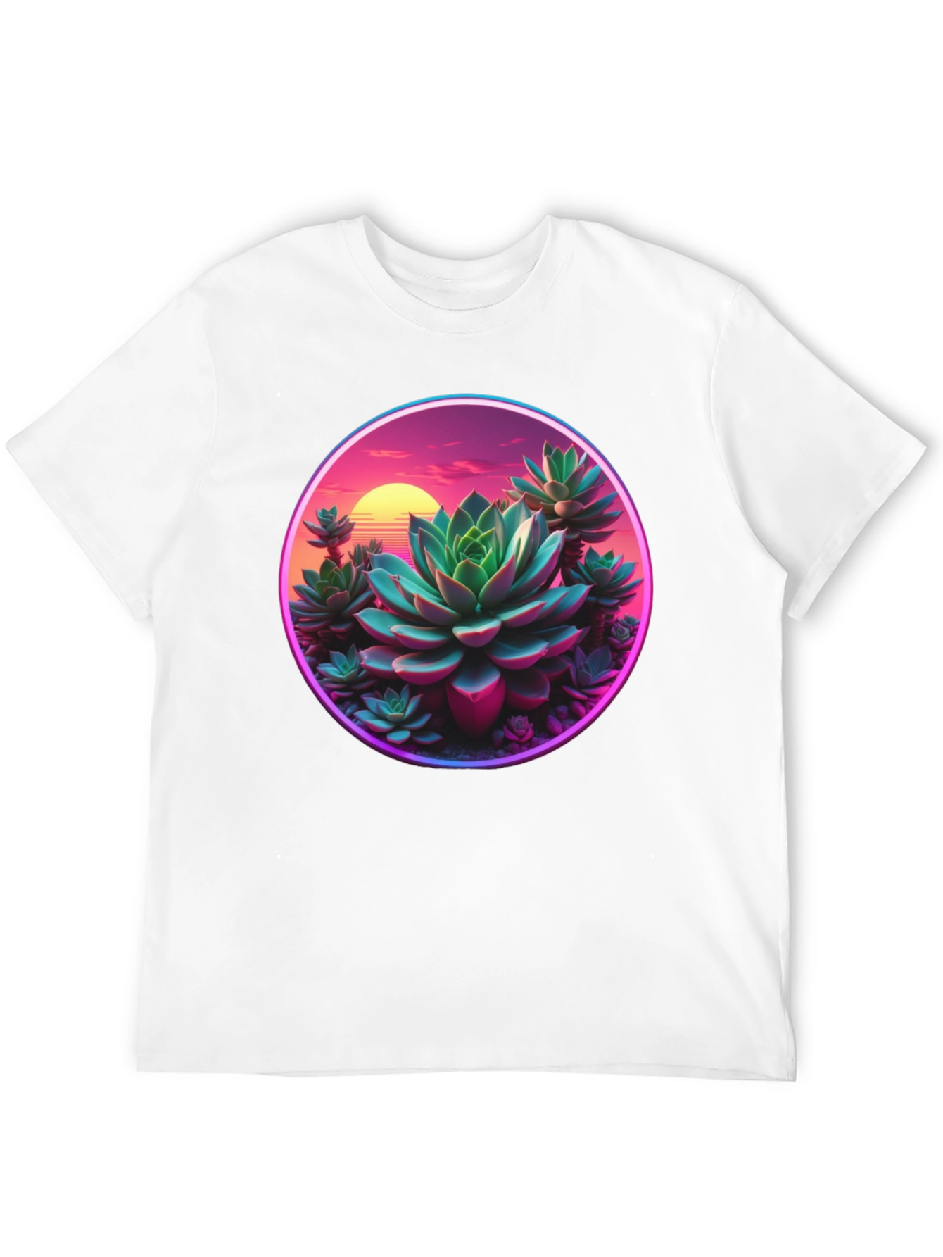 Succulent Sunset Graphic Tee - Trendy Black T-Shirt