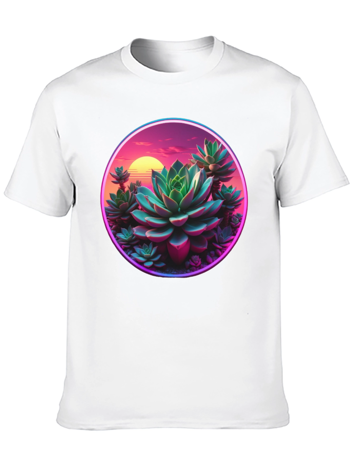 Succulent Sunset Graphic Tee - Trendy Black T-Shirt