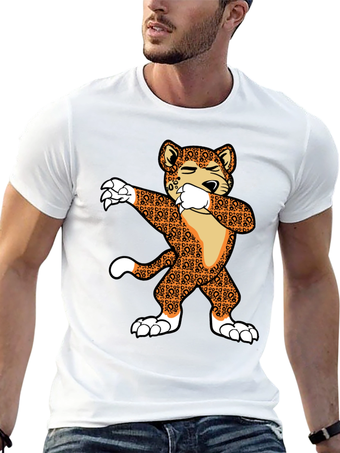 Dabbing Leopard Graphic T-Shirt